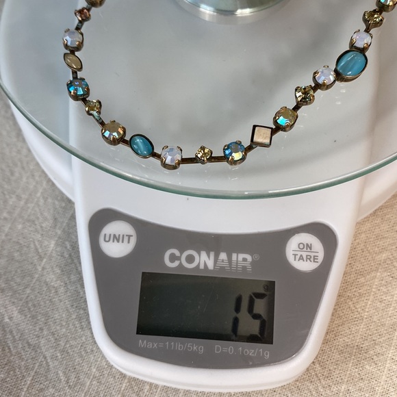 VTG Sorrelli Necklace Turquoise, Gold, Yellow, AB & White Swarovski Crystals - Picture 9 of 9